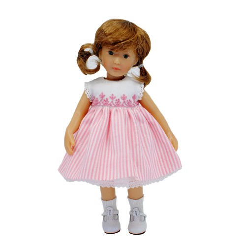 Besticktes Kleid mit rosa gestreiftem Rock 20cm