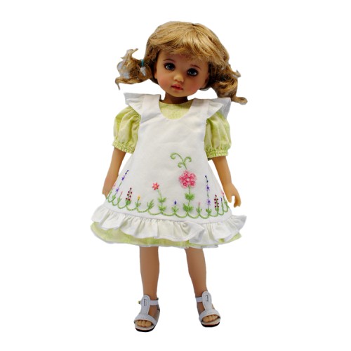 Green dress with pinafore 24 cm