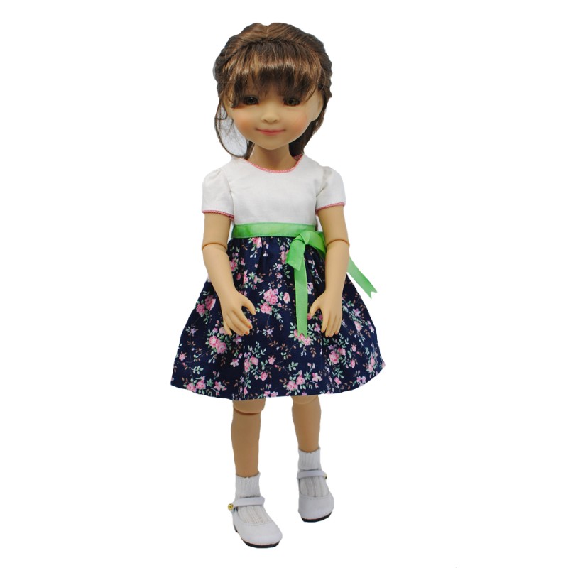 Simple dress with rose print 33-36 cm