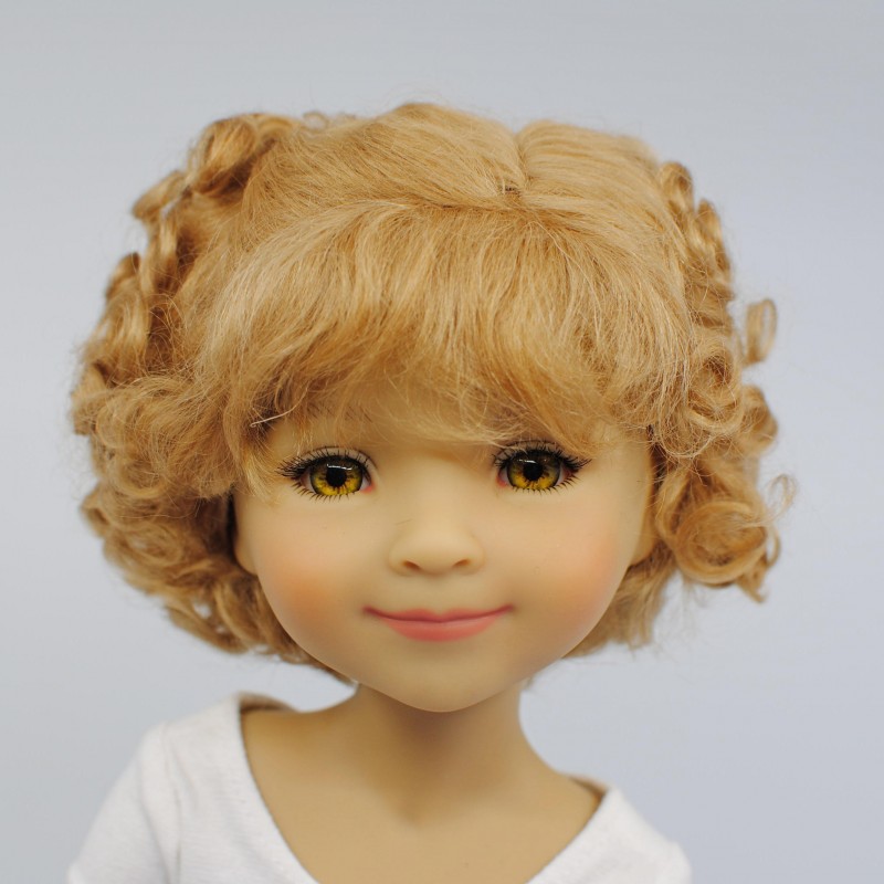 9-10” Auburn English Mohair Doll Wig-Natural Wave With Hand Tied Middle Part 