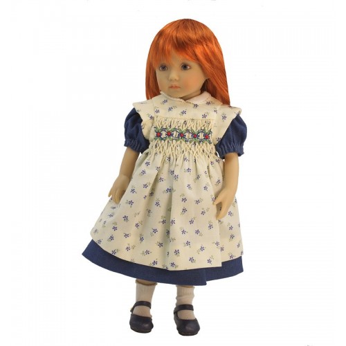 Denim dress with floral smock apron 24 cm