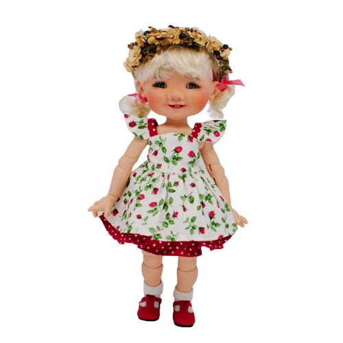 Ruffled Summer Dress with roses 24 cm