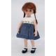 Embroidered dress with denim skirt 24cm