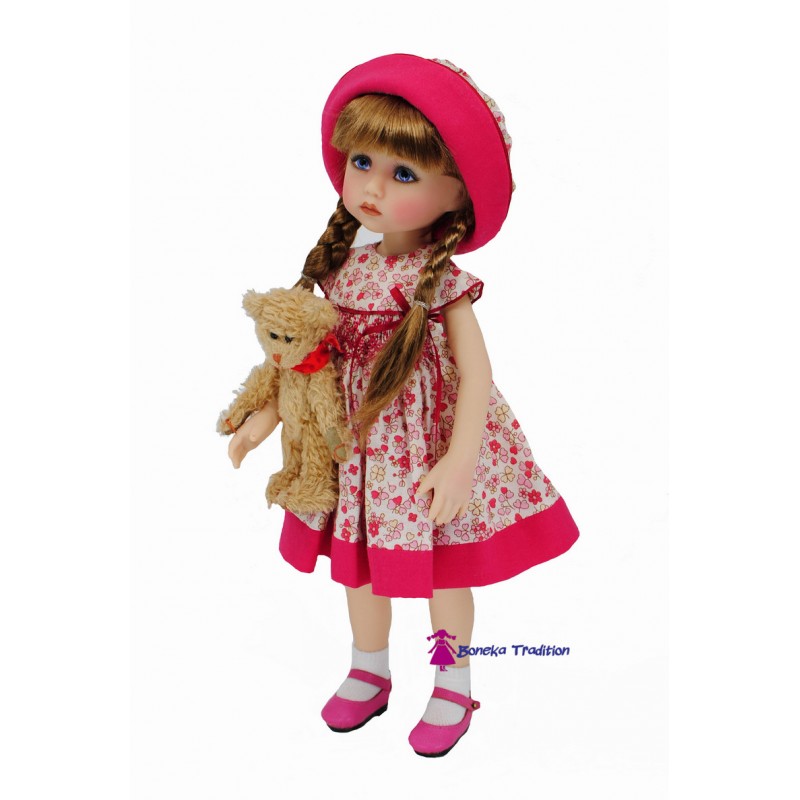 Dress set with hat and bloomers 33 cm