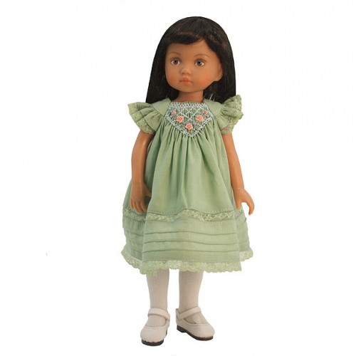 Delicate green Smock dress with lace trim 24 cm