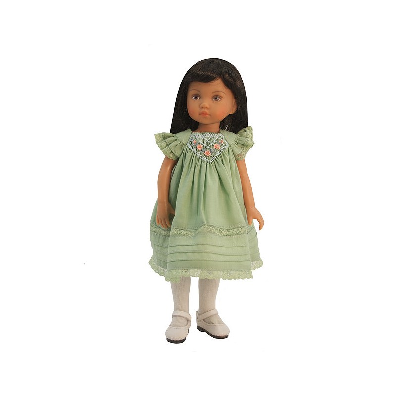 Delicate green Smock dress with lace trim 24 cm