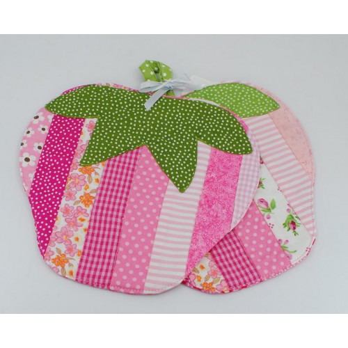 Pot holder set pink strawberries