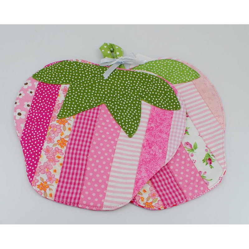 Pot holder set pink strawberries